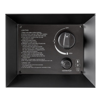42" Rectangle Black Finish Modern Steel Fire Pit: 42" X 20" 50000 BTU Propane Fire Pit Table with Lid, Tank Hideaway and Cover
