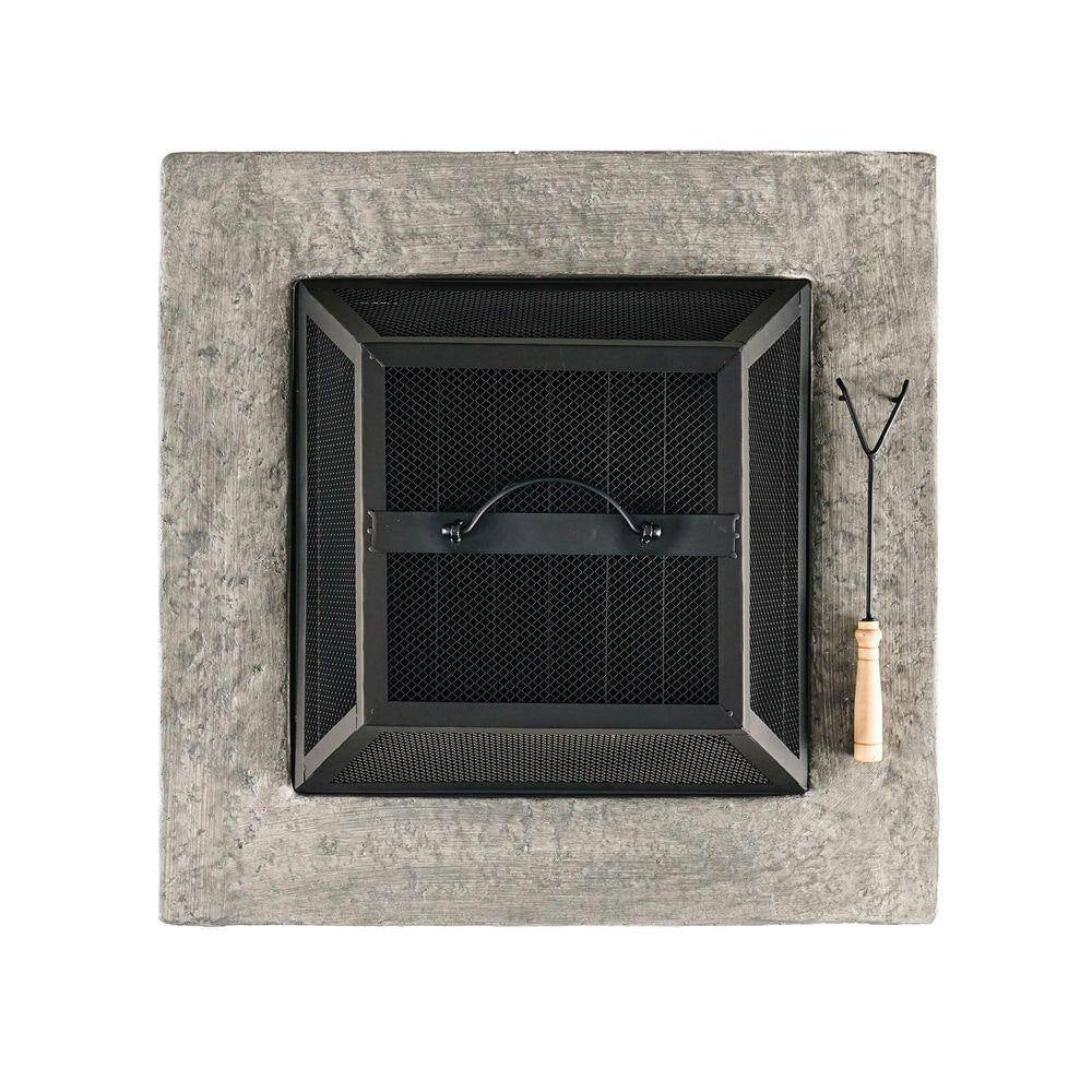 29 In, Stone Gray Square Wood Outdoor Fire Pit