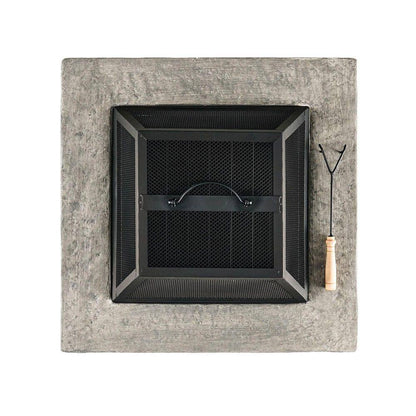 29 In, Stone Gray Square Wood Outdoor Fire Pit
