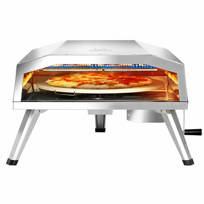 16 In. Propane Pizza Oven, Outdoor Pizza Oven in Stainless Steel, W/Rotating Pizza Stone