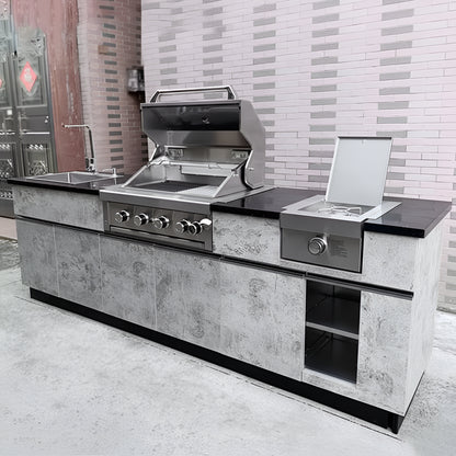 Custom Outdoor Backyard Kitchen 304 Stainless Steel Outdoor Island Kitchen with Sink and Gas Bbq Grill
